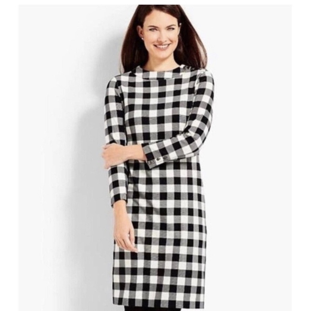 Talbots Mock Neck Buffalo Plaid Dress Size XS